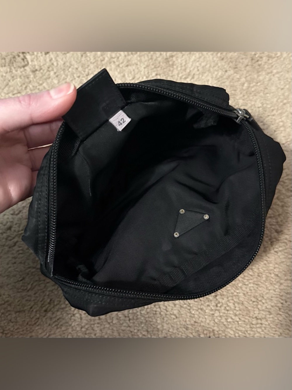 Prada AUTHENTIC Vintage Tessuto Nylon Black Logo Triangle Pouch Case Makeup Bag - Picture 14 of 16